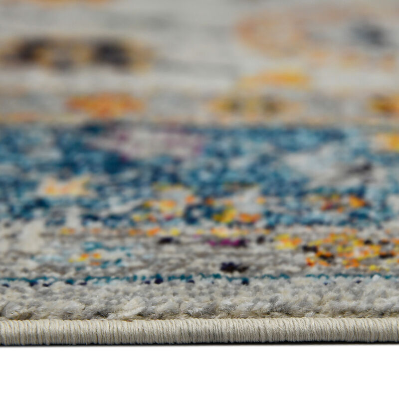 Montana Filomina Blue/Orange Polypropylene Area Rug 7'10"x10'10"