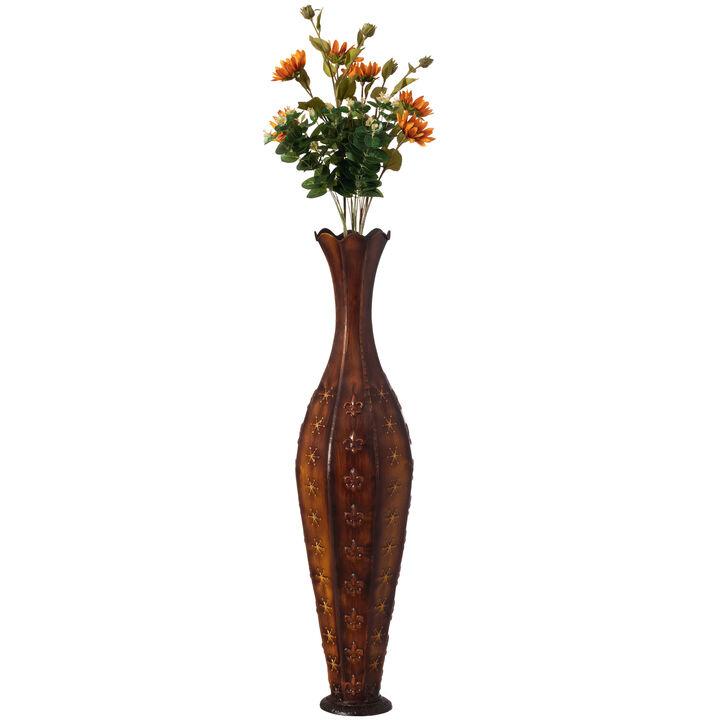 34-Inch Metal Decorative Floor Vase: Stylish Centerpiece for Home Décor, Dried Flowers, Living Room, Bedroom Accent, Modern Interior Design, Elegant Room Décor, Tall Vase for Display