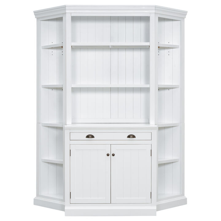 Merax Tall Bookshelf with 2 Corner Cabinet Set