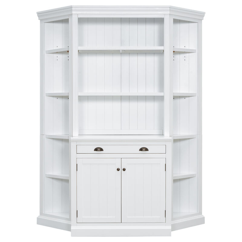 Merax Tall Bookshelf with 2 Corner Cabinet Set