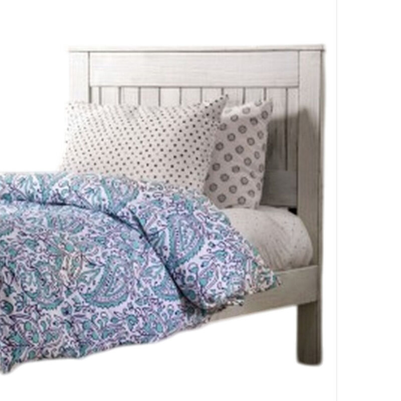 Waly Full Bed, Farmhouse Plank Design, Classic White Solid Pine Wood - Benzara