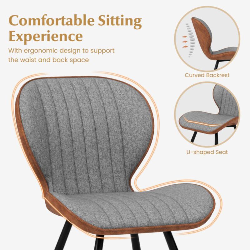 Hivvago Set of 2 Armless Dining Chair Modern Accent Chairs with Curved Backrest