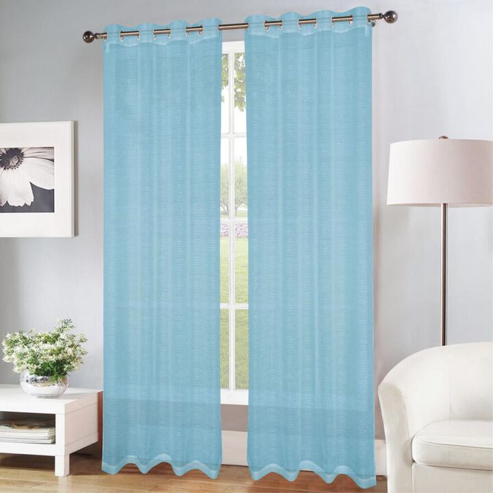 Olivia Gray Erica Doily Stripe Grommet Panel Pair - 54x90", Aqua