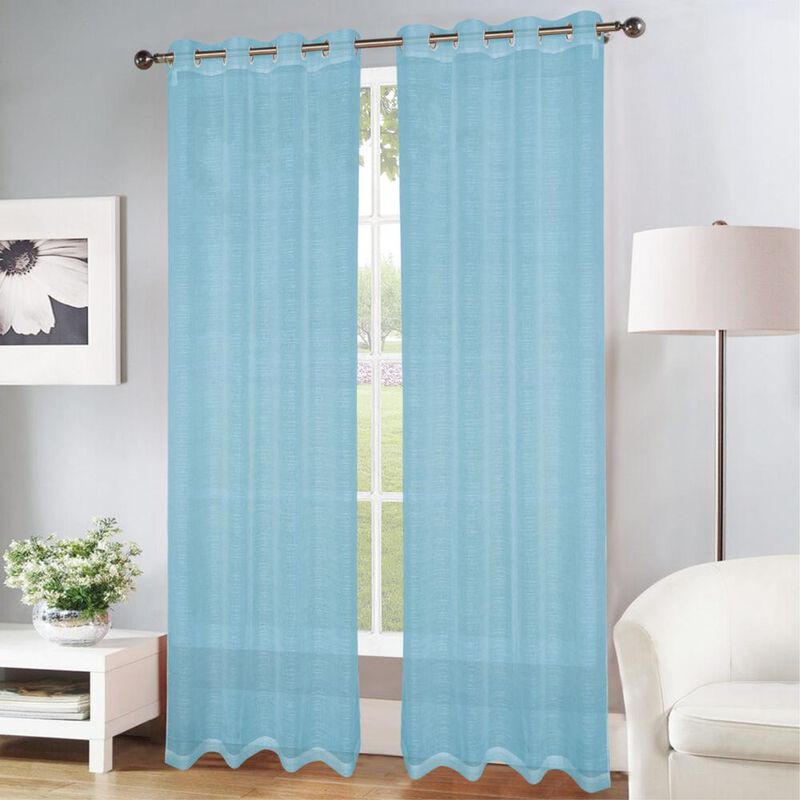 Olivia Gray Erica Doily Stripe Grommet Panel Pair - 54x90", Aqua