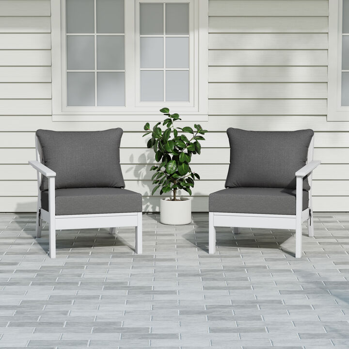 WestinTrends Outdoor Patio HDPE Loveseat Sofa with Patio Cushions