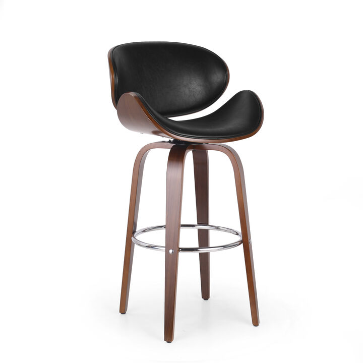 Mid-Century Modern Swivel Bar Stools in Midnight Black