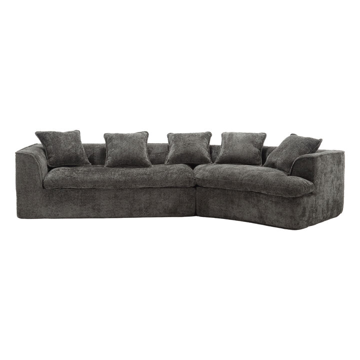 Merax 3-Seater Boucle Sofa with 5 Pillows