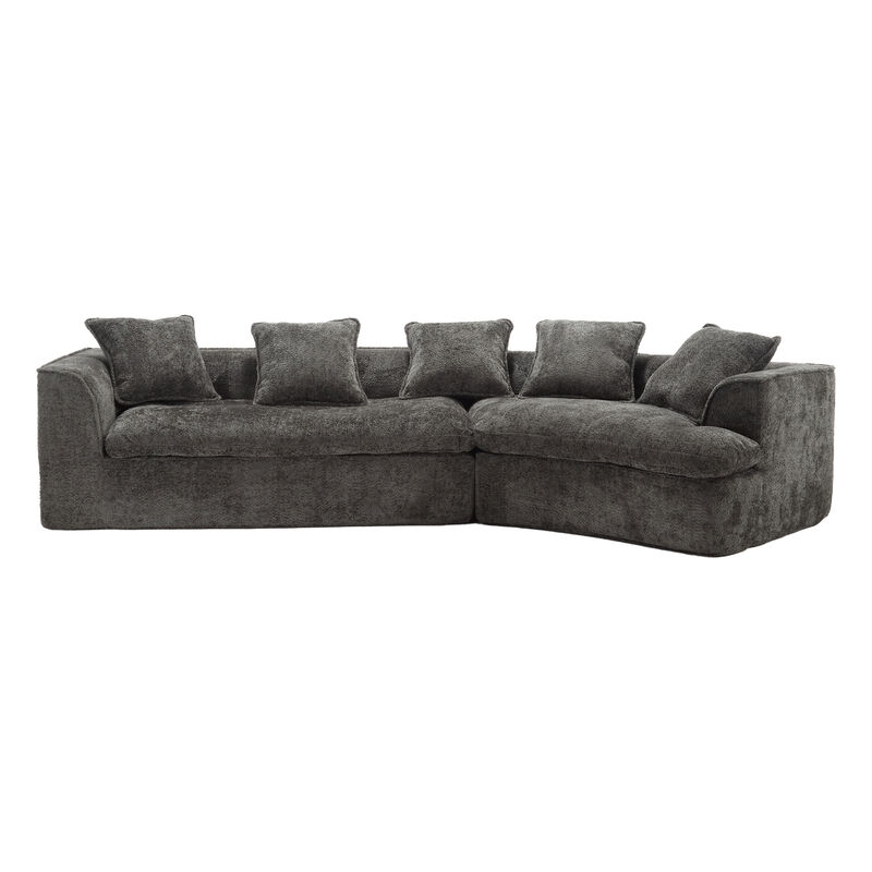 Merax 3-Seater Boucle Sofa with 5 Pillows
