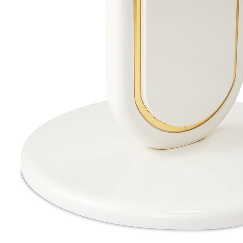 Michael Amini Sassani Accent Table - Pearl White/Gold