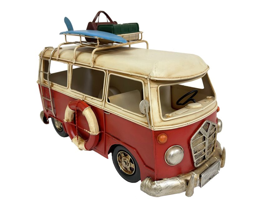 M  VW Red Metal Bus Décor