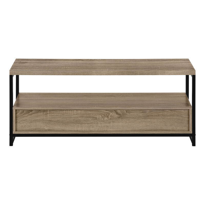 Monarch Specialties I 2872 Tv Stand, 48 Inch, Console, Media Entertainment Center, Storage Drawers, Living Room, Bedroom, Laminate, Metal, Brown, Black, Contemporary, Modern