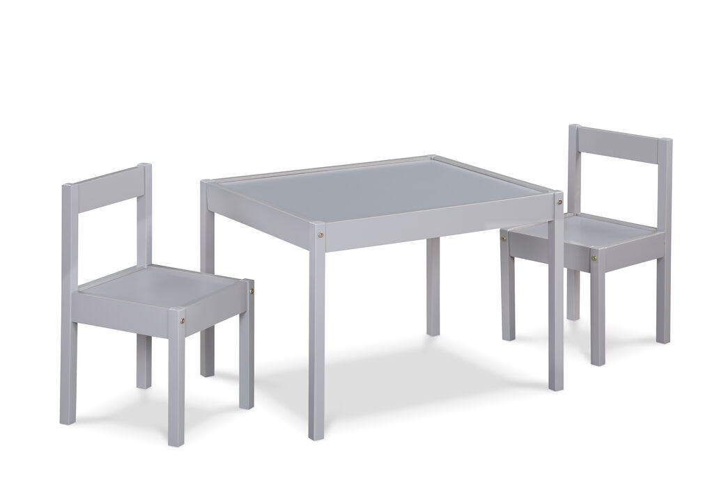 Della 3-Piece Solid Wood Kids Table & Chair Set, Gray
