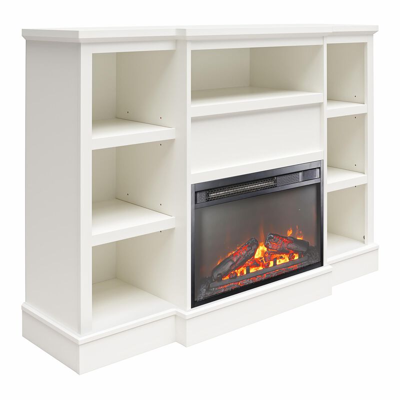 Liam Mantel With Electric Fireplace Space Heater, White