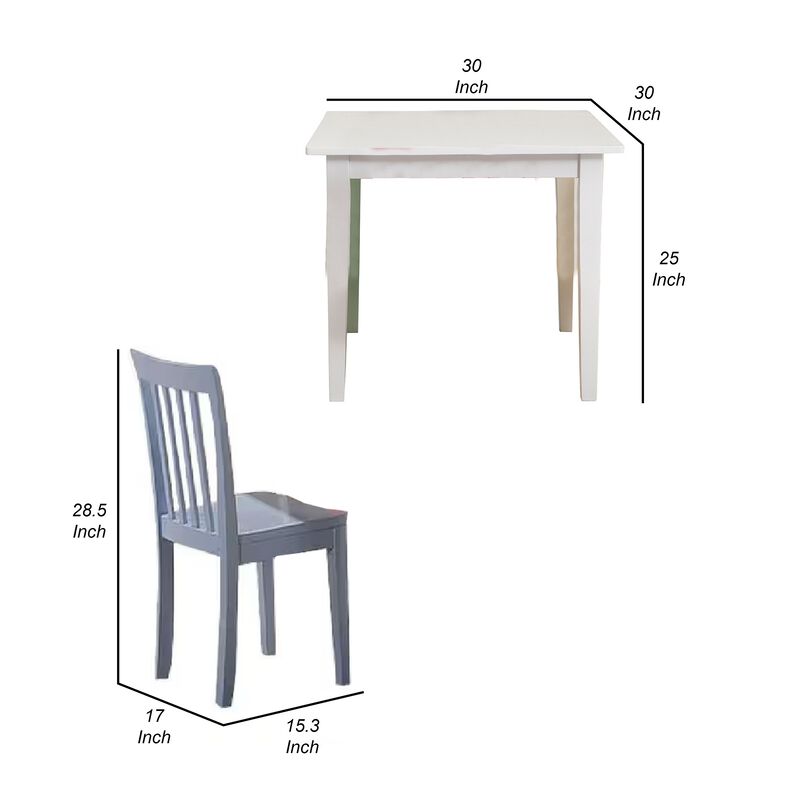 Reyi 5pc Kids Childrens Dining Table and 4 Chair Set, Colorful Wood - Benzara