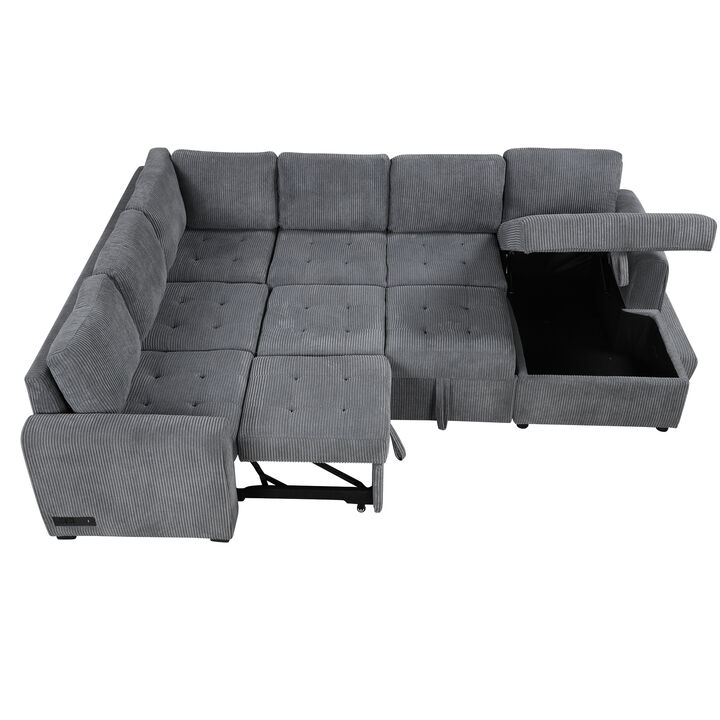 Merax U-shaped Sofa Sectional Sofa with A Storage Chaise Lounge