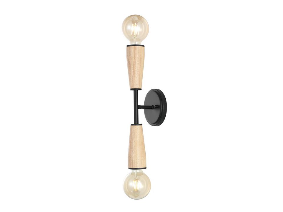 Katia 2-Light Modern Designer Iron/Wood Double Sided Hourglass LED Sconce
