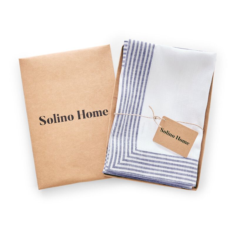 Solino Home 100% Pure Linen Dinner Napkins 20 x 20 Inch Set of 4 | Lucca