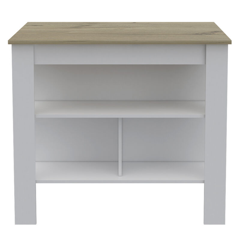 Streamdale Cala Kitchen Island, Four Legs, Three Shelves - White Light Oak