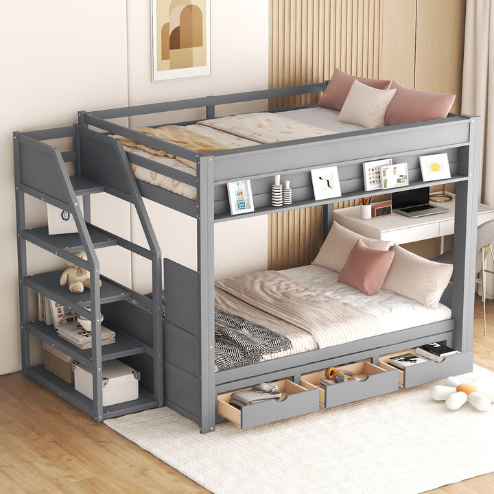Merax Convertible Bunk Bed with Storage Staircase