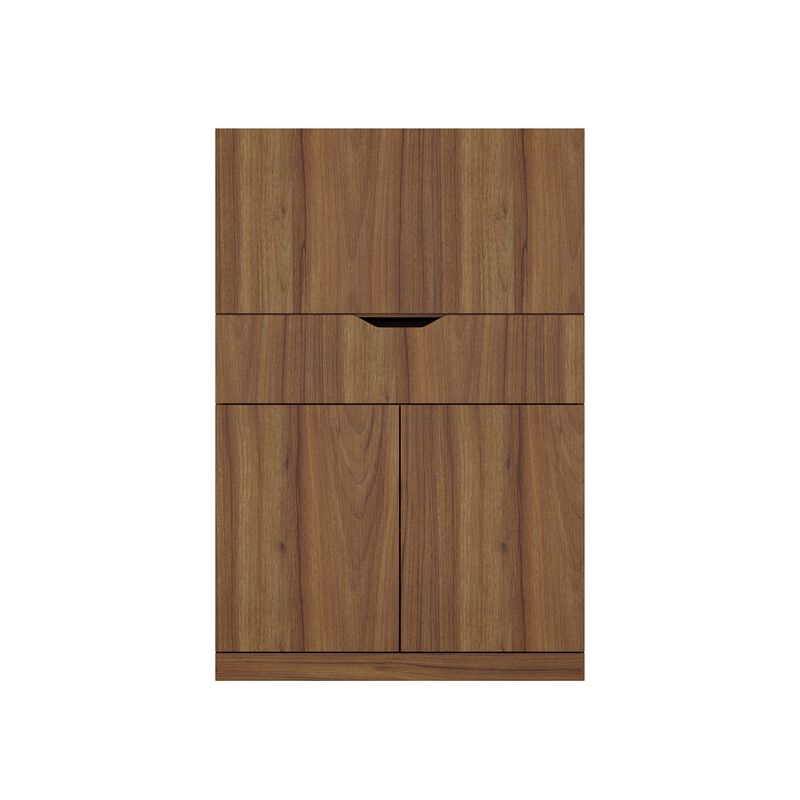 FUFU&GAGA Storage Cabinet - E0 1.5cm Particleboard, Adjustable Shelves, Expandable Top, Great for Cutlery Storage (31.5"W x 13.8"D x 47.2"H), Walnut