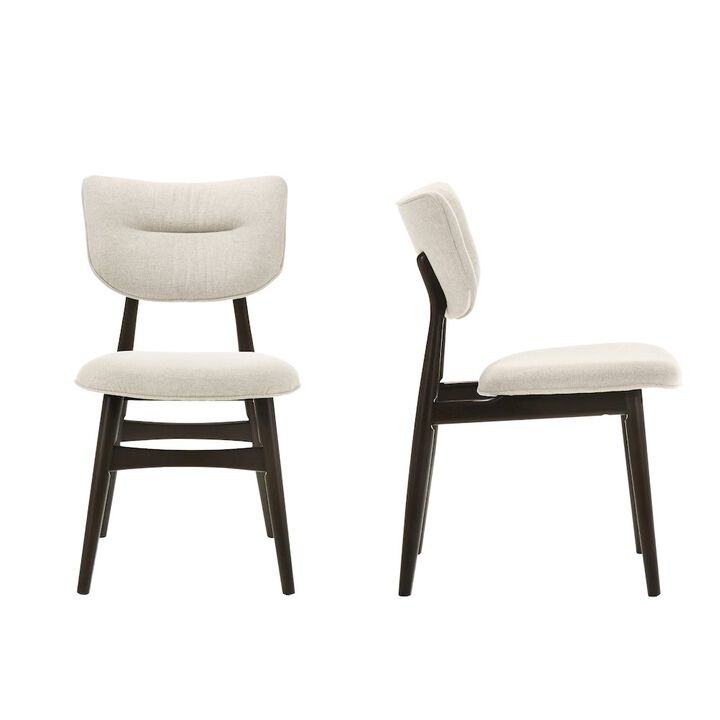 Omax Decor Joss Solid Wood Dining Chairs in Oatmeal Fabric Upholstery (Set of 2)