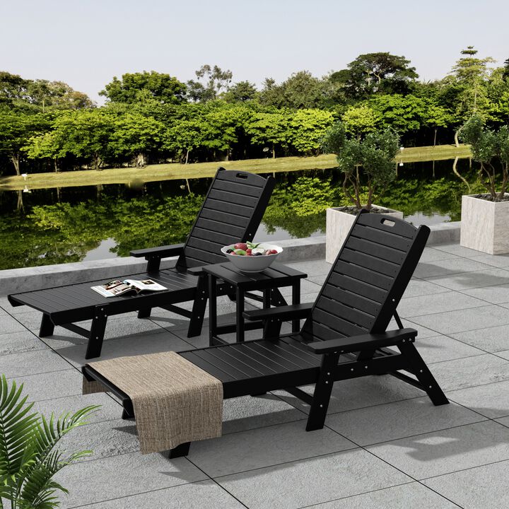 WestinTrends Adirondack Outdoor Chaise Lounge with Side Table Set