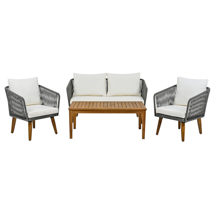 Whisen 4-Piece Patio Conversation Set, Outdoor Conversation Group with Cushions