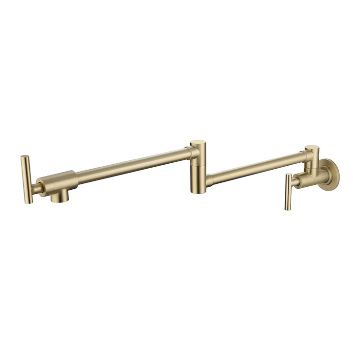 Wall-Mounted Pot Filler Faucet Foldable Kitchen Stove Faucet with Dual Joint Swing Arm