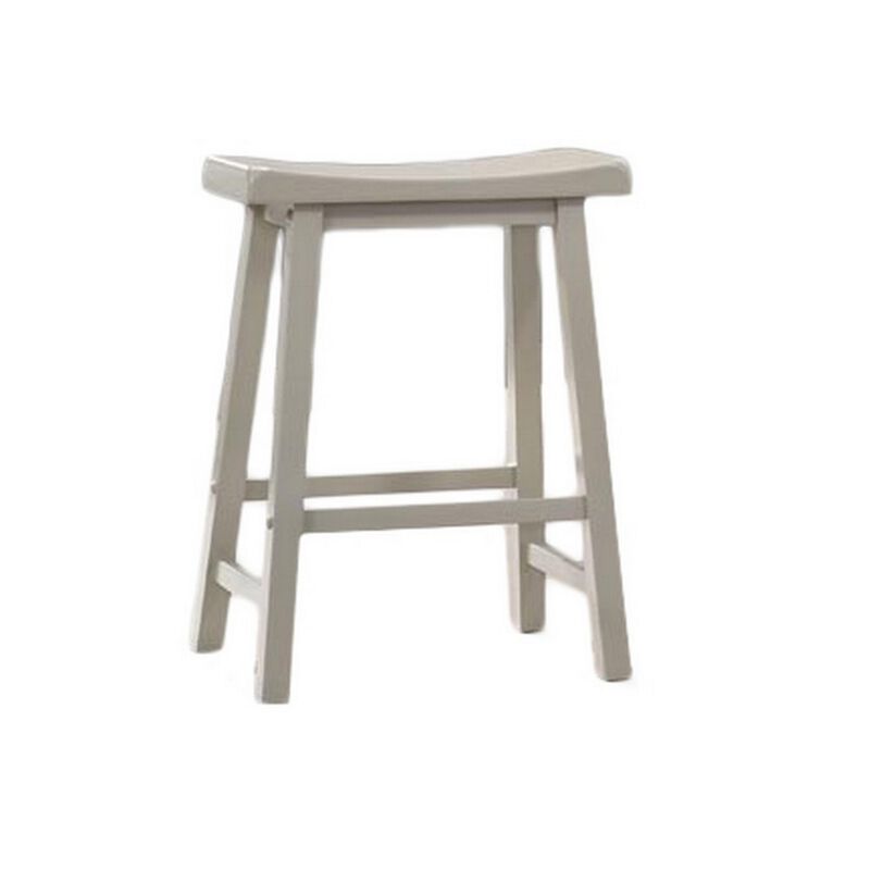 24 Inch Ergonomic Counter Height Stool, Set of 2, Curved Saddle Seat, Gray - Benzara