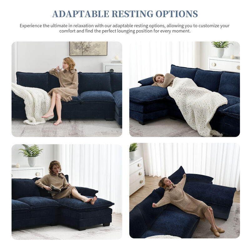 Merax 5-seat Upholstered Cloud Sofa with Double Seat Cushions
