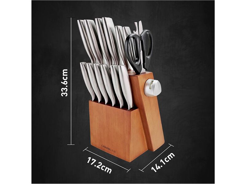 Charmline Knife Sets for Kitchen, 15 Pcs Knives Set with Block