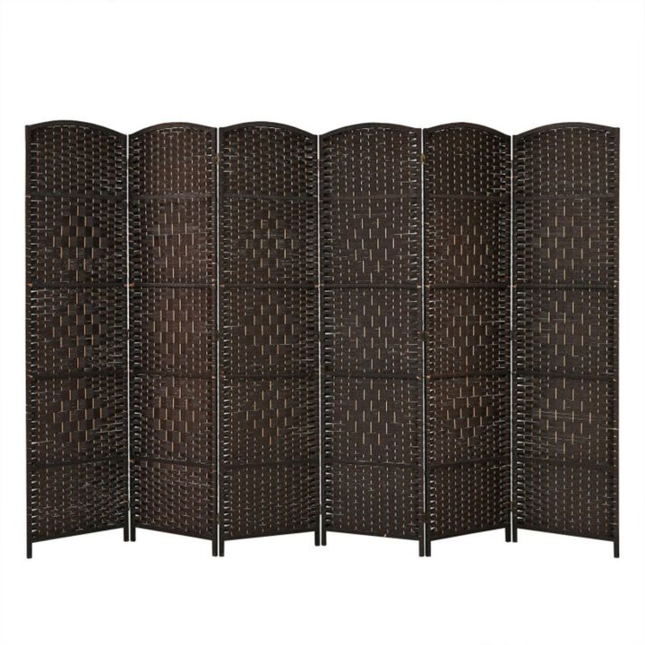 Hivvago 6.5Ft 6-Panel Weave Folding Fiber Room Divider Screen