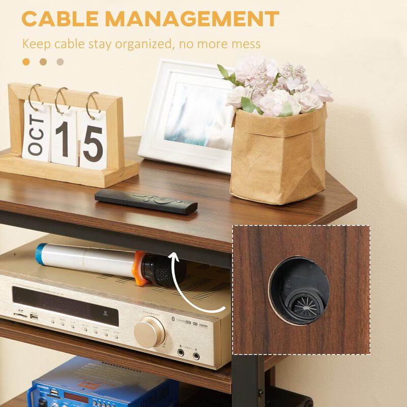 Brown TV Center: Corner Stand with Shelves for Living Room