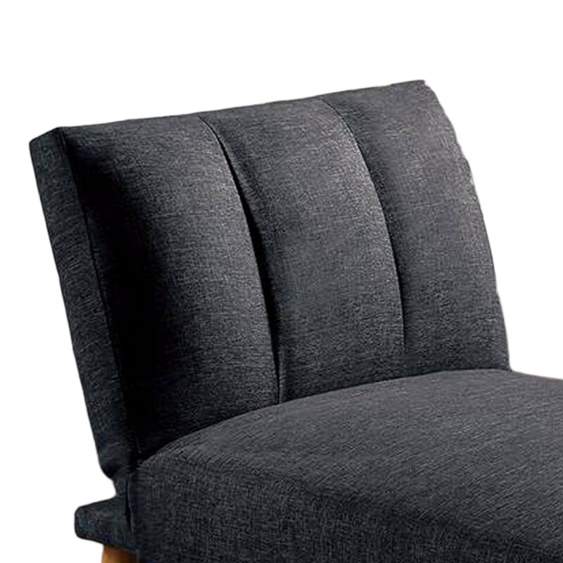 Dora 62 Inch Modern Adjustable Chaise Lounger with Channel Tufting, Black-Benzara