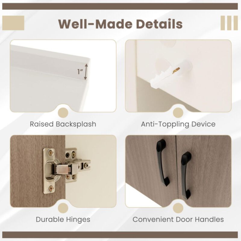 Hivvago 25 Inch Bathroom Vanity Sink Combo Cabinet with Doors and Open Shelf