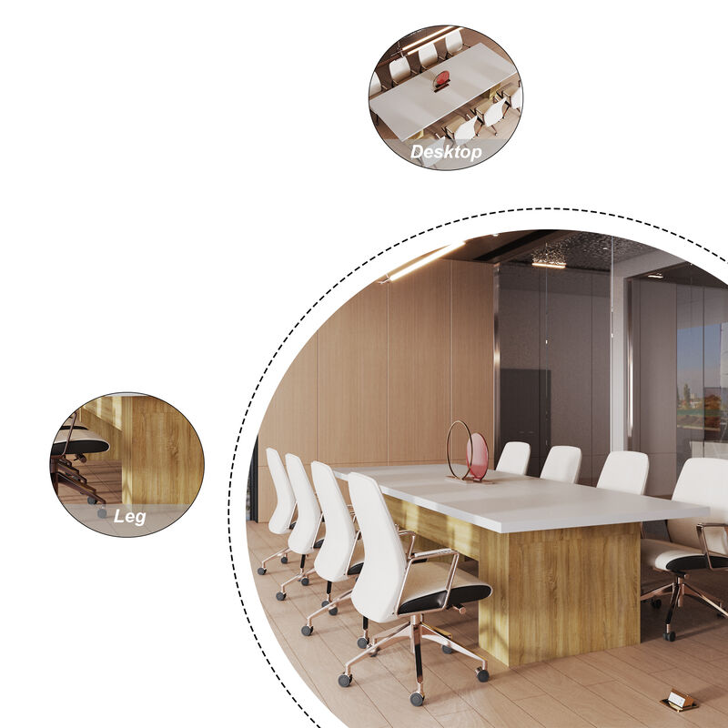 Conference Table, 118.1 L x 47.2 W x 29.5 H Inches Large Meeting Table Podcast Table for 10 People, Wooden Seminar Training Table for Office Business