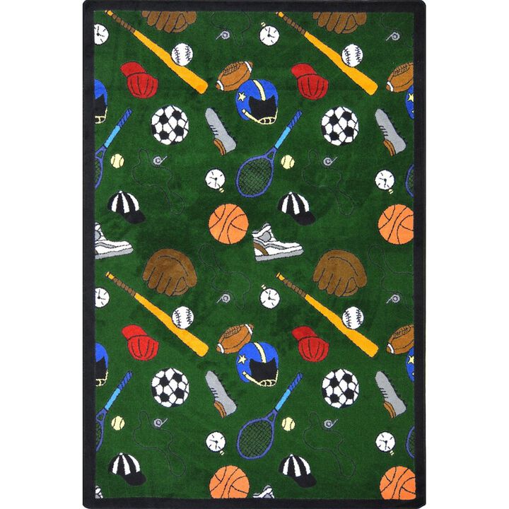 Joy Carpets Games People Play Multi-Sport 5'4 x 7'8 Area Rug in Color Green