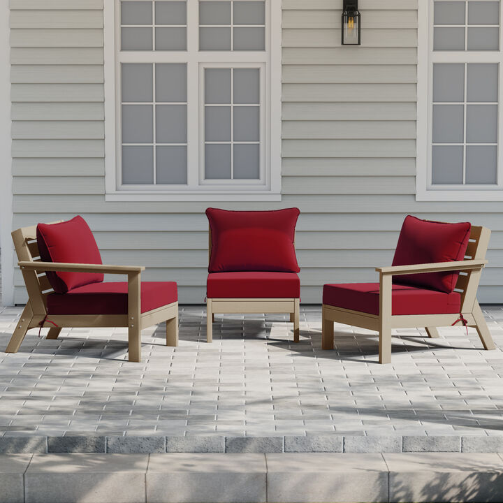 WestinTrends Outdoor Patio HDPE Sectional Sofa with Patio Cushions