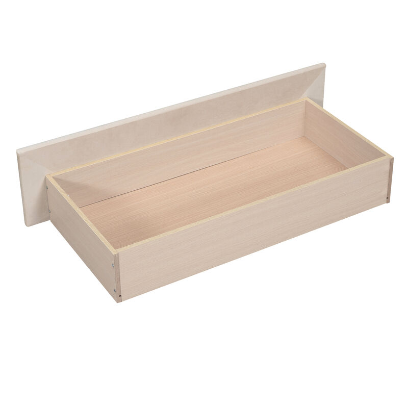 Upholstered daybed with Drawers, Wood Slat Support