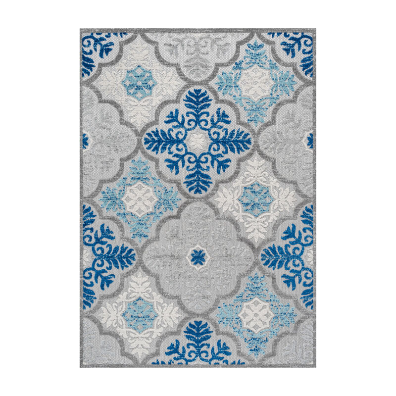 Cassis Ornate Ogee Trellis High-Low Indoor/Outdoor Area Rug