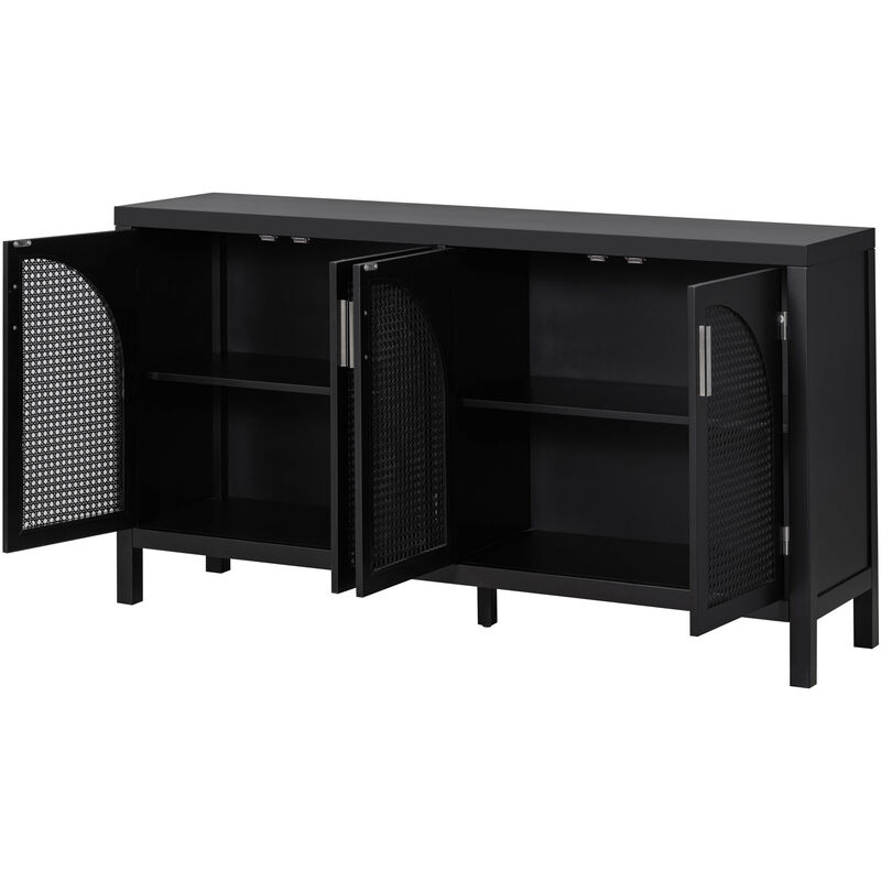 60" Kitchen Sideboard Storage Buffet Cabinet, Black