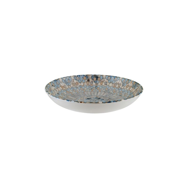 Luca Mosaic Matte dia.11" h:2.5" 57 oz. Round Decorated Porcelain Bowl (Set of 2)