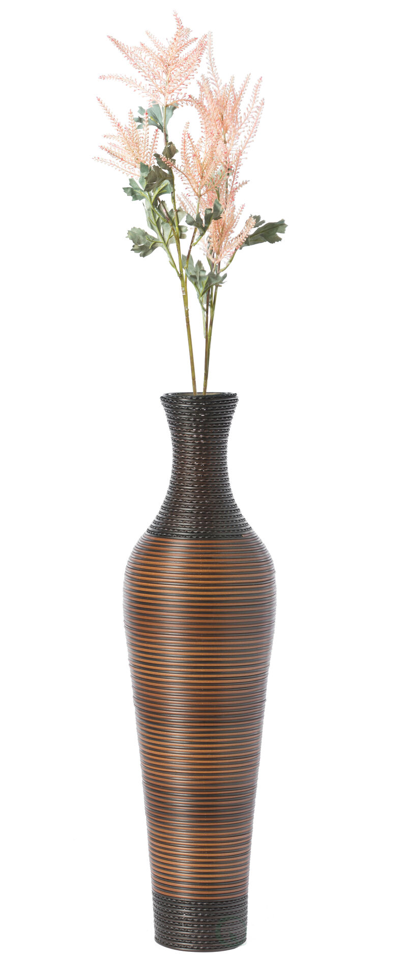 39-Inch Tall Standing Designer Floor Vase - Durable Artificial Rattan - Elegant Two-Tone Dark Brown Finish - Ideal Decor Accent for Living Room, Bedroom, Entryway - Stylish Home Decor Statement Piece