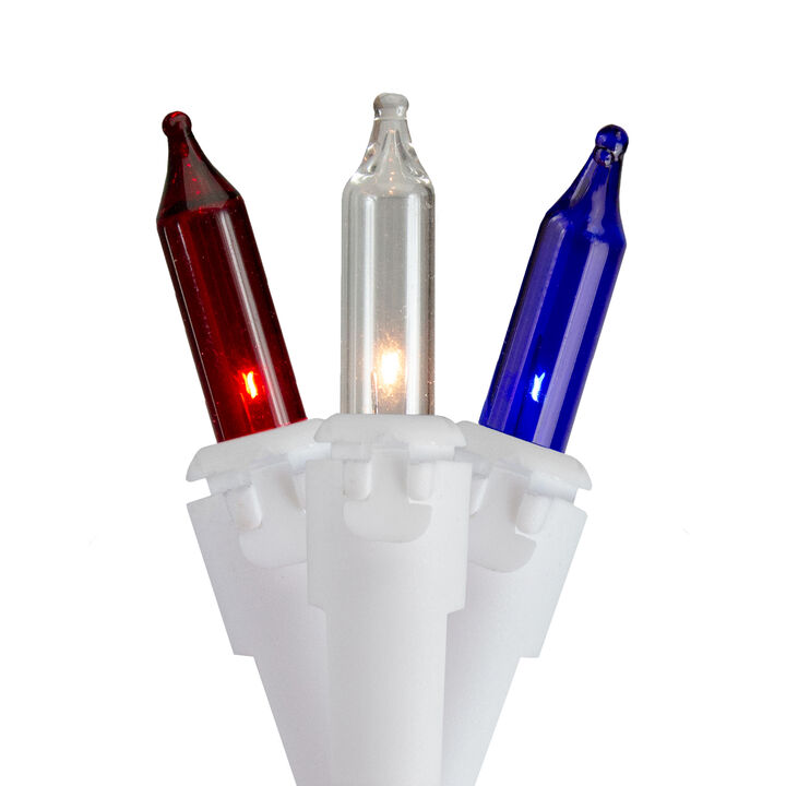 100-Count Red  White  Blue 4th of July Mini Light Set  20ft White Wire