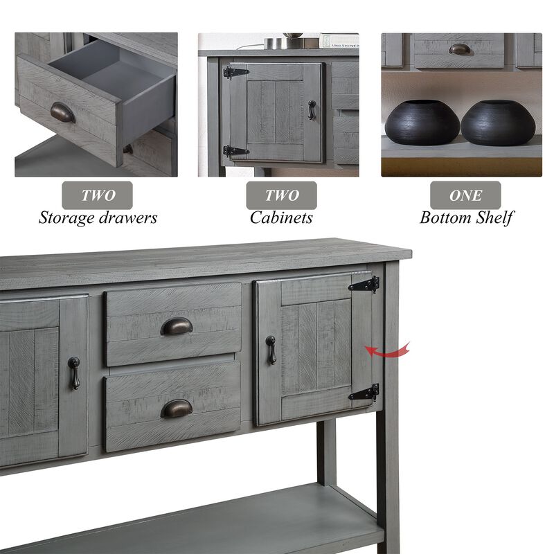 Sideboard Console Table  Storage Cabinet with 2 Drawers, Bottom Shelf, and Spacious Compartments for Home Organization