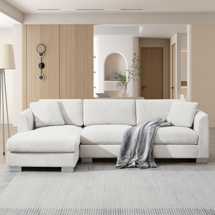 Merax Modern Cloud L-shaped Sectional Sofa with Pillows