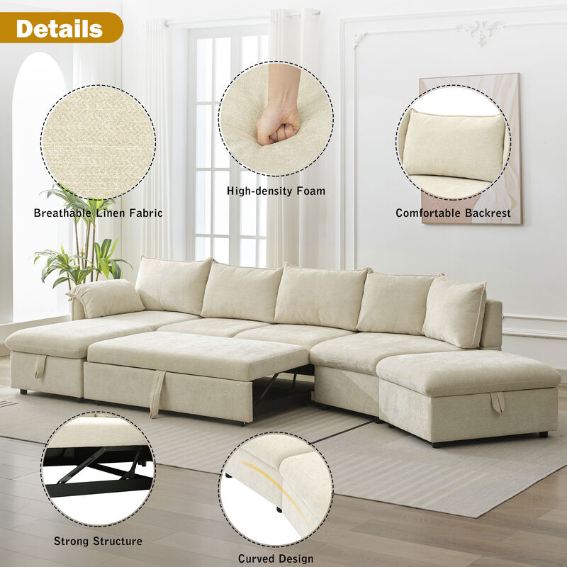 Merax  L-shaped Sofa Sectional Sofa  with a Storage Ottoman