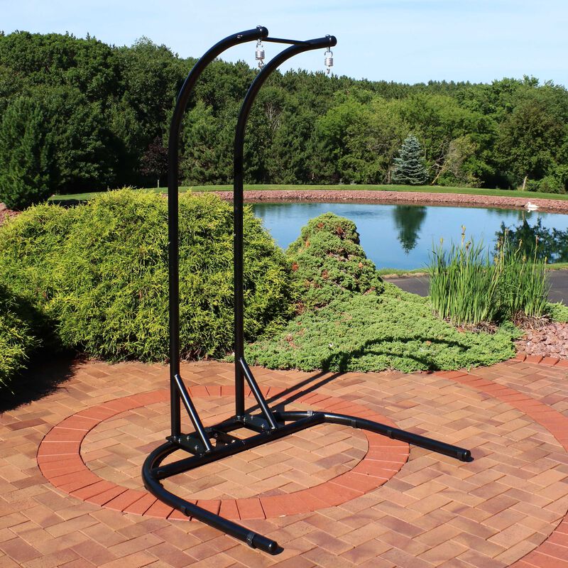 Sunnydaze U-Base Deluxe Powder-Coated Steel Hanging Chair Stand - 76 in