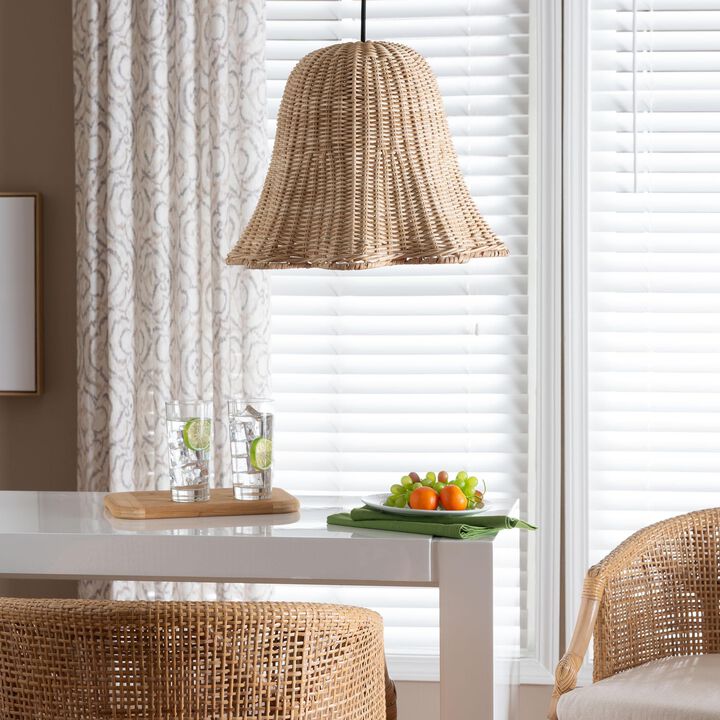 bali & pari Semira Bohemian Natural Scalloped Rattan Pendant Lampshade