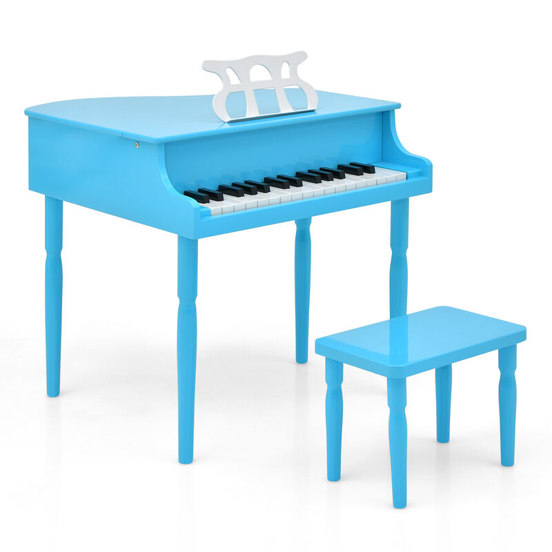 30-Key Wooden Toy Kids Grand Piano with Bench and Music Rack